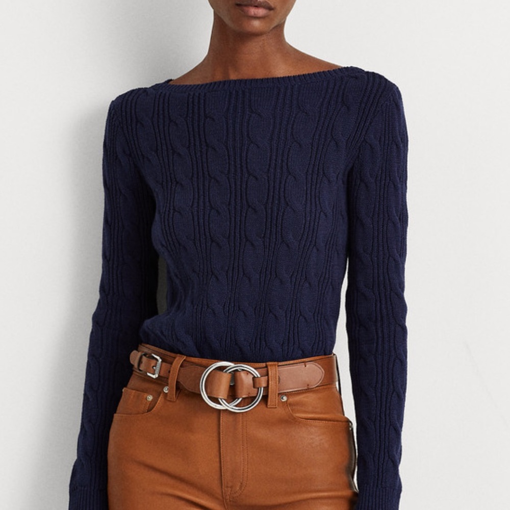 Vintage Navy Boatneck Knit Sweater